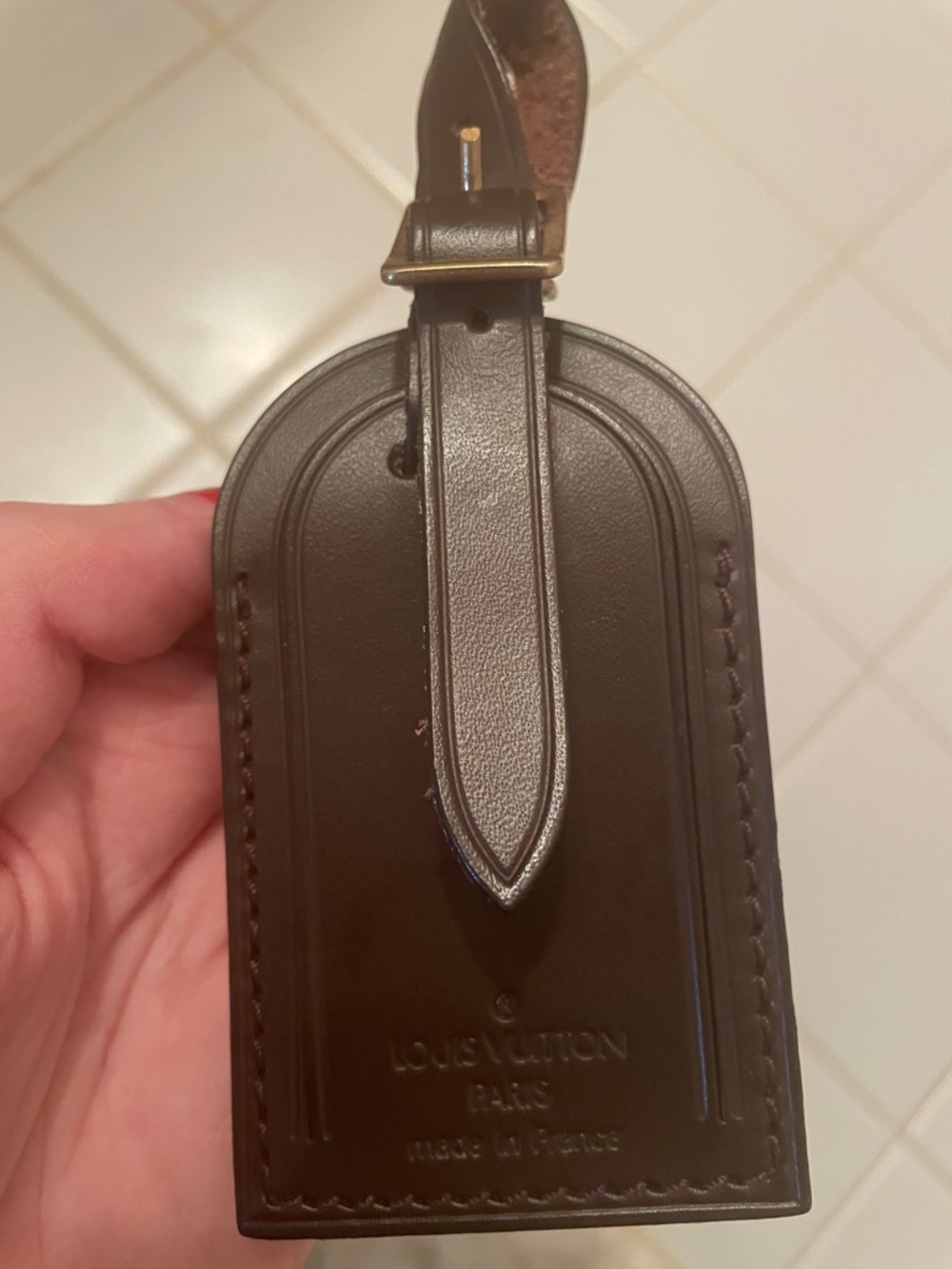 Authentic Louis Vuitton Brown Leather Luggage Tag - Men Bags - Picture 3 of 3